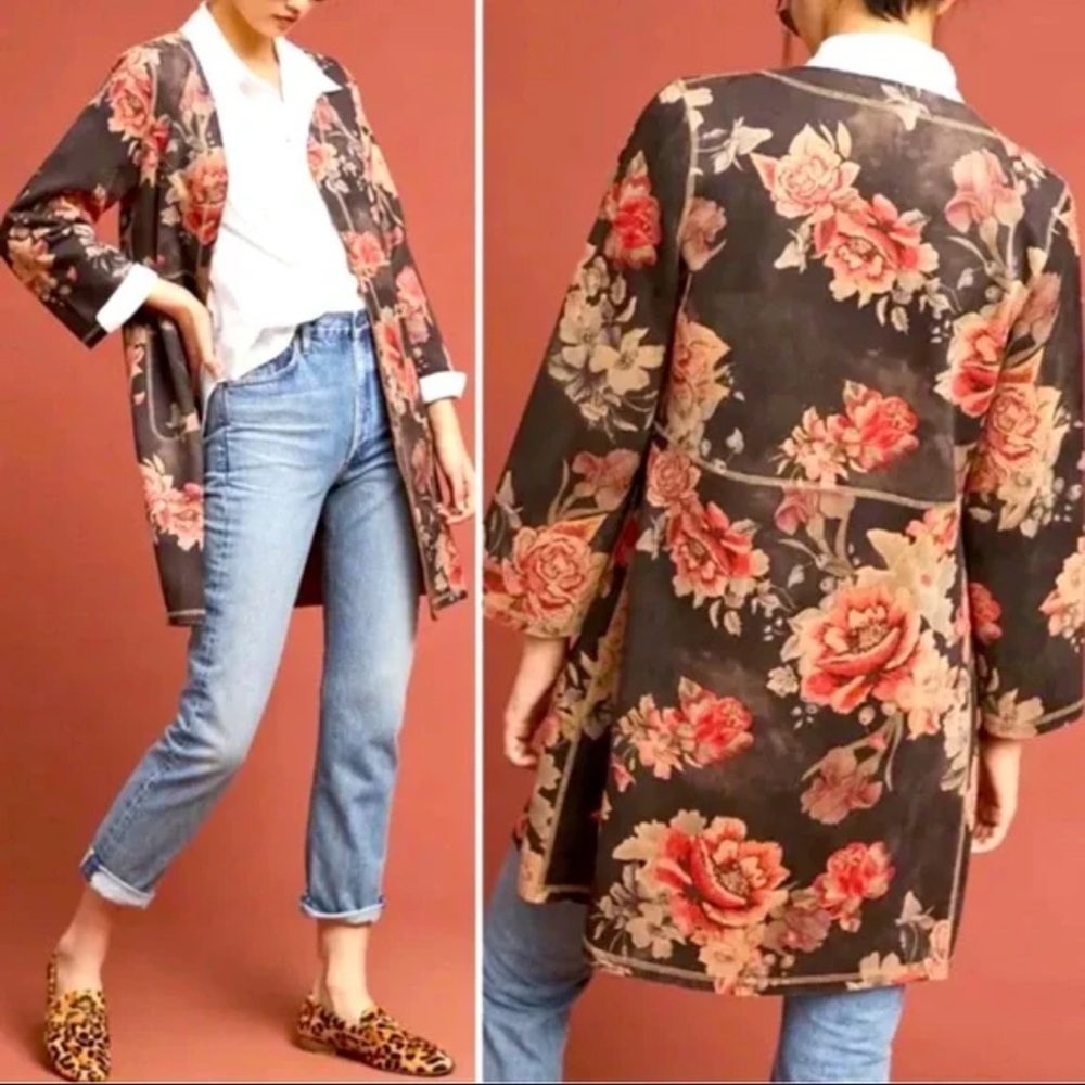 Solitaire x Anthropologie Duster Jacket Womens
Floral Faux Suede